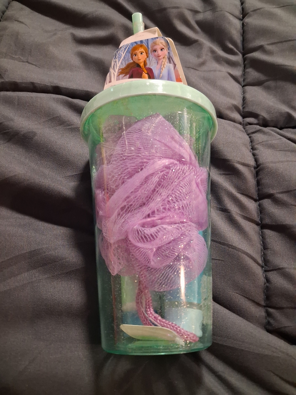 Kids Bath Set with Purple Loofah and Green Tumbler - Frozen Design